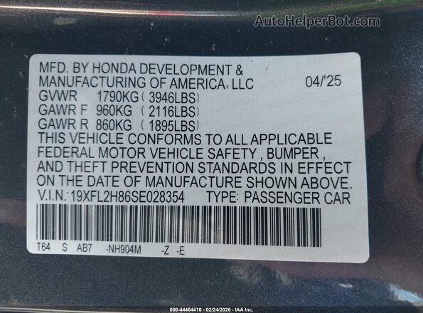 19XFL2H86SE028354 2025 HONDA CIVIC SEDAN Серый Вид подкапотного пространства