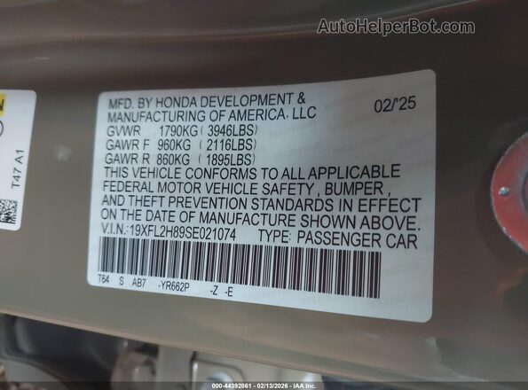 19XFL2H89SE021074 2025 HONDA CIVIC SEDAN Коричневый Вид подкапотного пространства