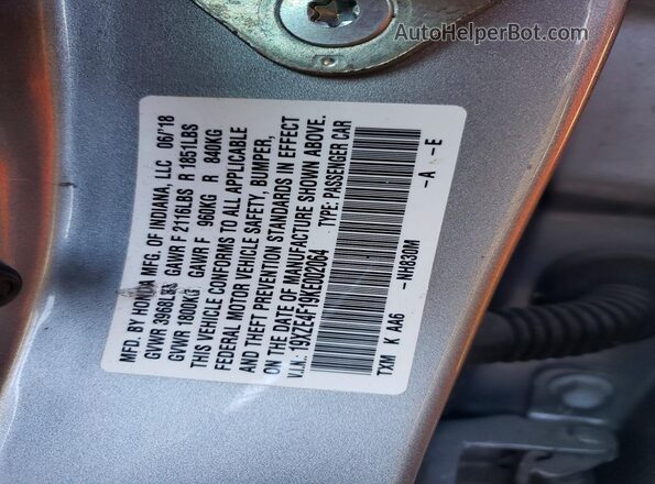 19XZE4F19KE002064 2019 HONDA INSIGHT Серебряный Вид подкапотного пространства