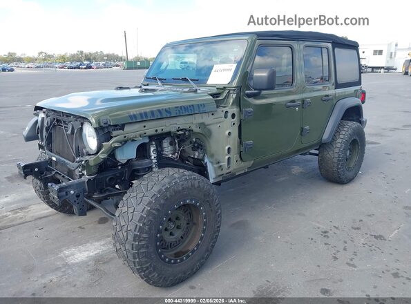 1C4HJXDN3MW596142 2021 JEEP WRANGLER UNLIMITED Green წინა მარცხენა ხედი სამი მეოთხედიდან