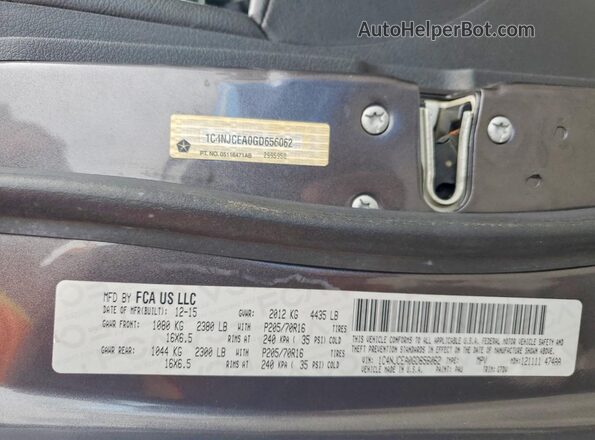 1C4NJCEA0GD656062 2016 JEEP COMPASS Угольный Панорамный вид салона 360°