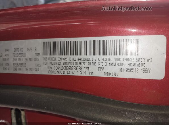 1C4NJDBB9GD729528 2016 JEEP COMPASS Red Вид підкапотного простору