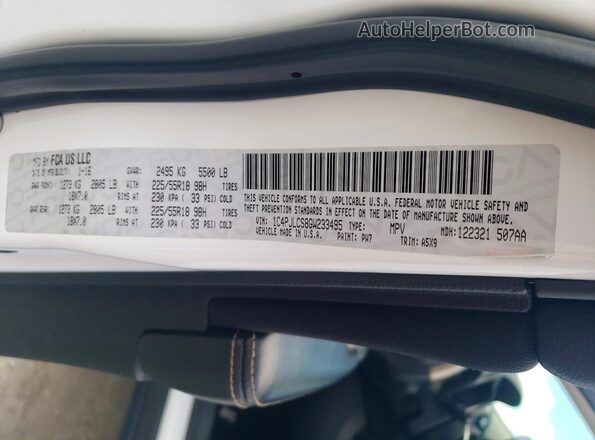 1C4PJLCS8GW233495 2016 JEEP CHEROKEE White Widok naklejki z numerem VIN