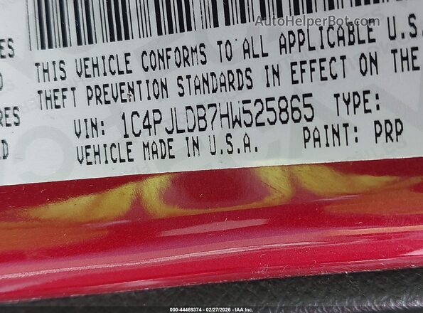 1C4PJLDB7HW525865 2017 JEEP CHEROKEE Red Widok komory silnika