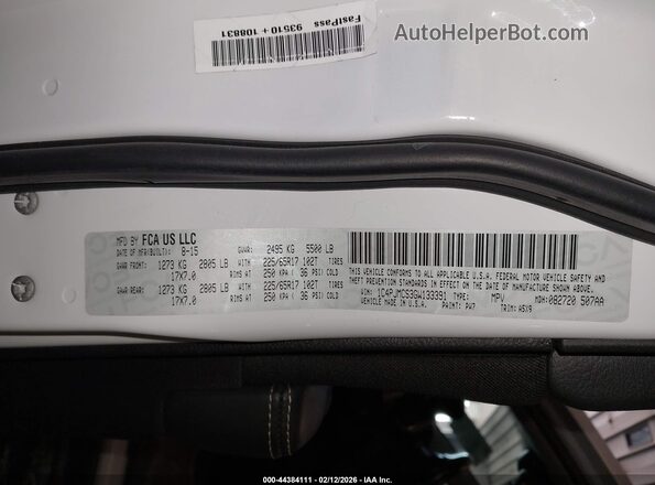 1C4PJMCS3GW133391 2016 JEEP CHEROKEE White Widok komory silnika