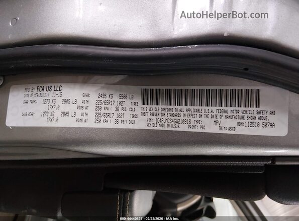 1C4PJMCS4GW210916 2016 JEEP CHEROKEE Gray Widok komory silnika