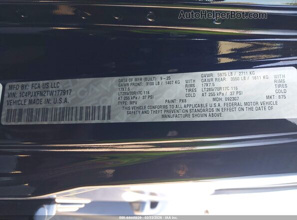 1C4PJXFN2TW177917 2026 JEEP WRANGLER Black Widok komory silnika