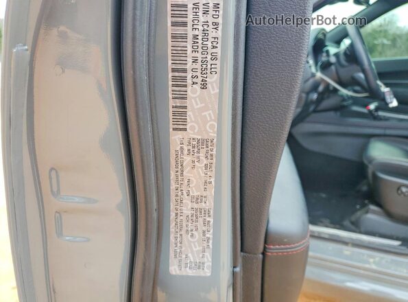 1C4RDJDG1SC537499 2025 DODGE DURANGO Серый Вид наклейки с VIN-кодом