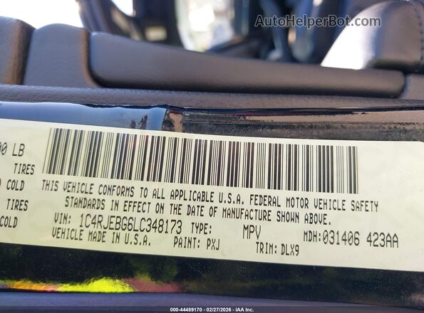 1C4RJEBG6LC348173 2020 JEEP GRAND CHEROKEE Черный Вид подкапотного пространства