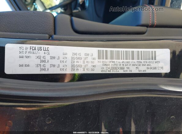 1C4RJEBG9GC418660 2016 JEEP GRAND CHEROKEE Черный Вид подкапотного пространства