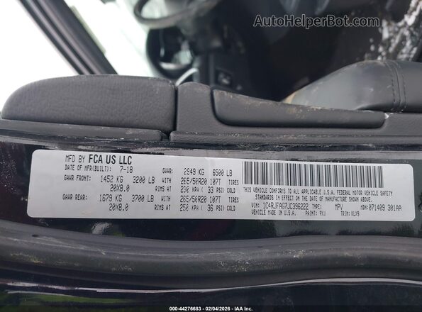 1C4RJFAG7JC396222 2018 JEEP GRAND CHEROKEE Черный Вид подкапотного пространства
