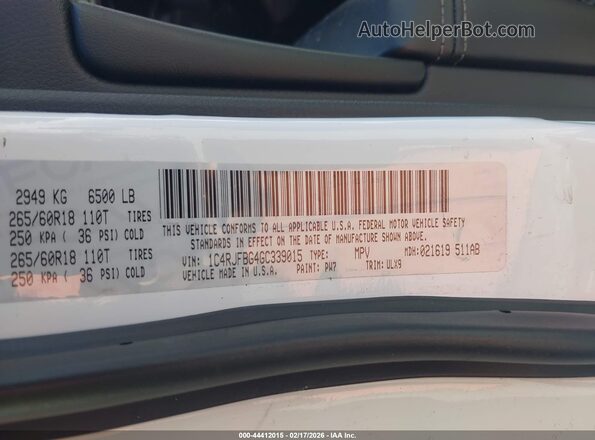 1C4RJFBG4GC339015 2016 JEEP GRAND CHEROKEE Белый Вид подкапотного пространства