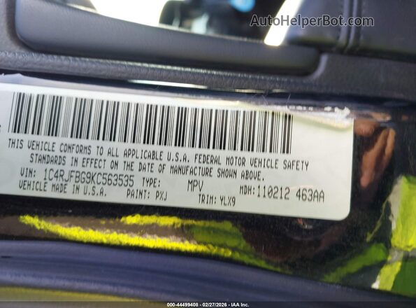 1C4RJFBG9KC563535 2019 JEEP GRAND CHEROKEE Черный Вид подкапотного пространства