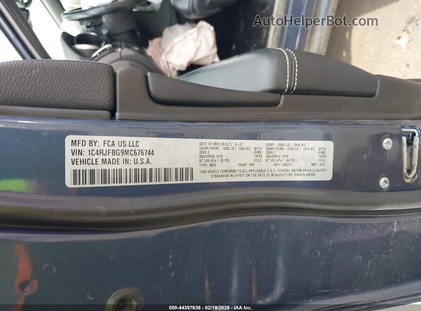 1C4RJFBG9MC676744 2021 JEEP GRAND CHEROKEE Blue Vista del compartimento del motor