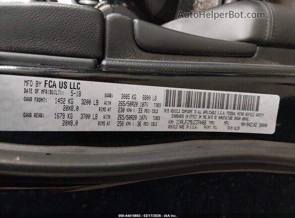 1C4RJFCM9JC374466 2018 JEEP GRAND CHEROKEE Черный Вид подкапотного пространства