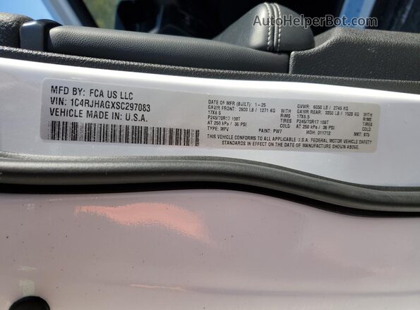 1C4RJHAGXSC297083 2025 JEEP GRAND Белый Вид наклейки с VIN-кодом