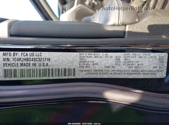 1C4RJHBG4SC321716 2025 JEEP GRAND CHEROKEE Черный Вид подкапотного пространства