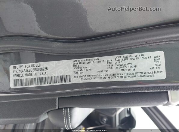 1C4RJKBG6R8508725 2024 JEEP GRAND CHEROKEE L Черный Вид подкапотного пространства