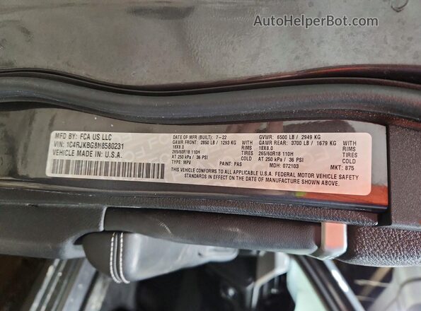 1C4RJKBG8N8580231 2022 JEEP GRAND Серый Панорамный вид салона 360°