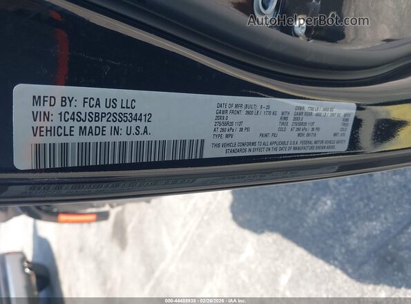 1C4SJSBP2SS534412 2025 JEEP WAGONEER L Black Widok komory silnika