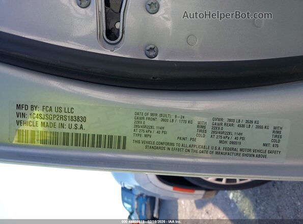 1C4SJSGP2RS183830 2024 JEEP GRAND WAGONEER L Silver ძრავის განყოფილების ხედი