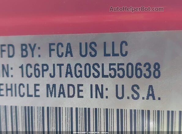 1C6PJTAG0SL550638 2025 JEEP GLADIATOR Red Vista del compartimento del motor
