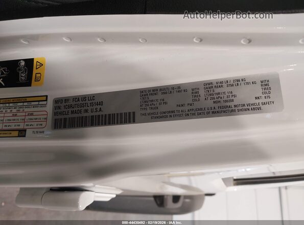 1C6RJTEG5TL151440 2026 JEEP GLADIATOR Белый Вид подкапотного пространства