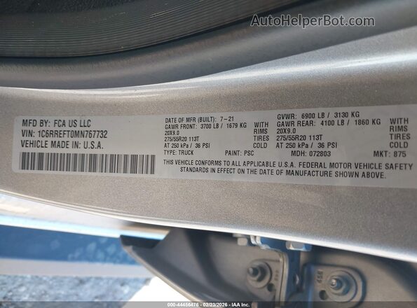 1C6RREFT0MN767732 2021 RAM 1500 Серебряный Вид подкапотного пространства
