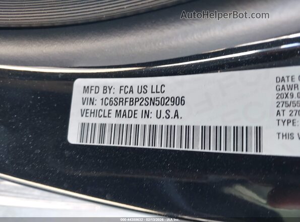 1C6SRFBP2SN502906 2025 RAM 1500 Черный Вид подкапотного пространства