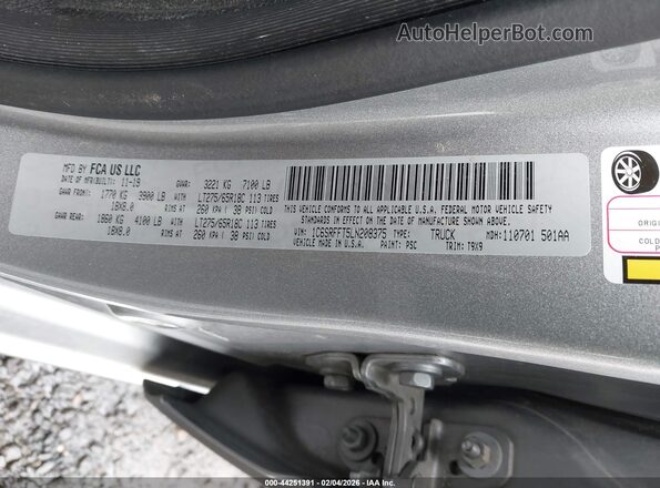 1C6SRFFT5LN208375 2020 RAM 1500 Серый Вид подкапотного пространства