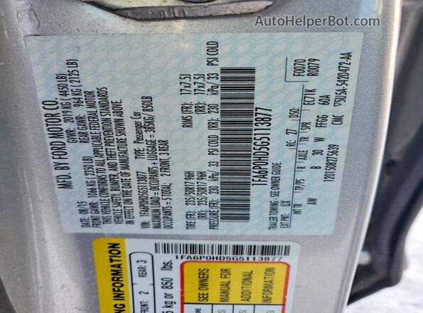 1FA6P0HD5G5113877 2016 FORD FUSION Серый Вид подкапотного пространства