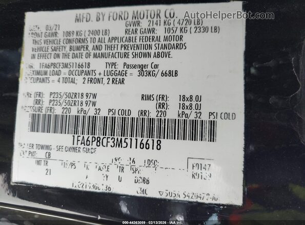 1FA6P8CF3M5116618 2021 FORD MUSTANG Yellow Vista del compartimento del motor