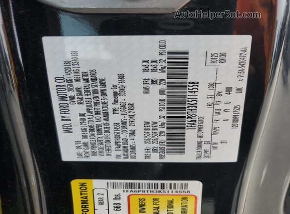 1FA6P8TH3K5114558 2019 FORD MUSTANG Black Widok komory silnika