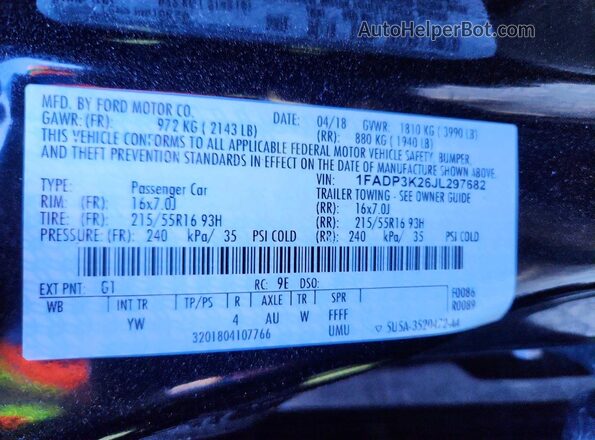 1FADP3K26JL297682 2018 FORD FOCUS Угольный Вид подкапотного пространства