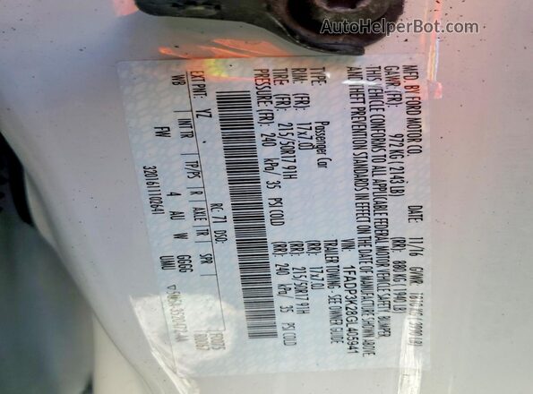 1FADP3K28GL405941 2016 FORD FOCUS White Вид наклейки з VIN-кодом