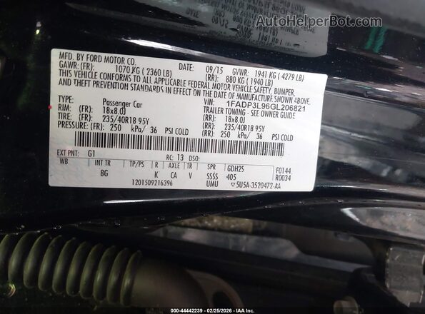 1FADP3L96GL206821 2016 FORD FOCUS ST Black Widok komory silnika
