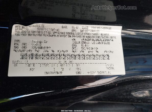 1FADP3L96JL220614 2018 FORD FOCUS ST Черный Вид подкапотного пространства
