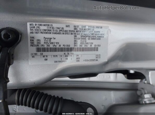 1FADP5EU9HL108669 2017 FORD C-MAX ENERGI Silver Widok komory silnika