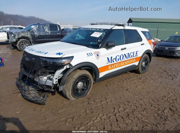 1FM5K8AB0LGC64003 2020 FORD POLICE INTERCEPTOR White წინა მარცხენა ხედი სამი მეოთხედიდან