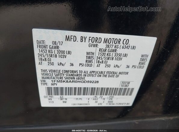1FM5K8AR0HGD59228 2017 FORD UTILITY POLICE INTERCEPTOR Черный Вид подкапотного пространства