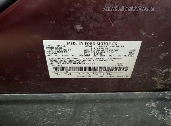 1FM5K8D83JGA65881 2018 FORD FORD EXPLORER Red Engine compartment view