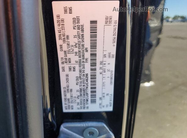1FMCU0F77KUC46296 2019 FORD ESCAPE Черный Вид наклейки с VIN-кодом