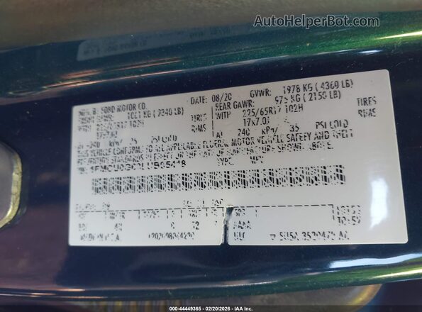 1FMCU0G63LUB95418 2020 FORD ESCAPE Синий Вид подкапотного пространства