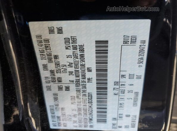 1FMCU9GD3KUB30201 2019 FORD ESCAPE Black Widok komory silnika
