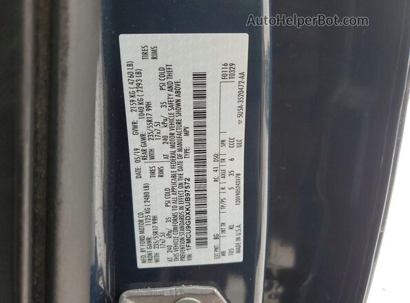 1FMCU9GDXKUB97572 2019 FORD ESCAPE Blue Engine compartment view