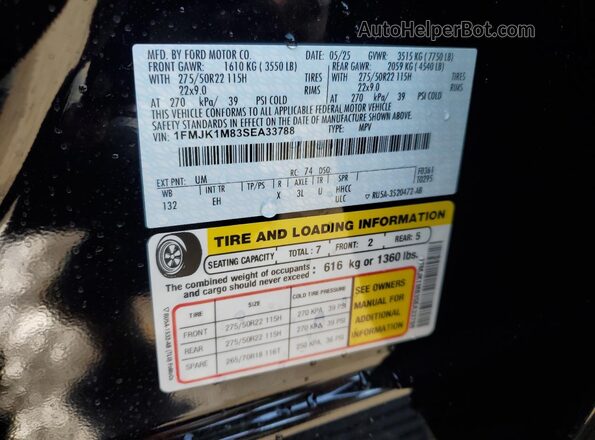 1FMJK1M83SEA33788 2025 FORD EXPEDITION Black Widok wnętrza 360 stopni