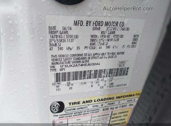 1FMJK2AT4HEA03044 2017 FORD EXPEDITION EL Белый Вид подкапотного пространства