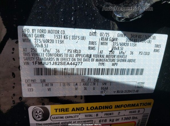 1FMJU1J82SEA44277 2025 FORD EXPEDITION Черный Вид подкапотного пространства