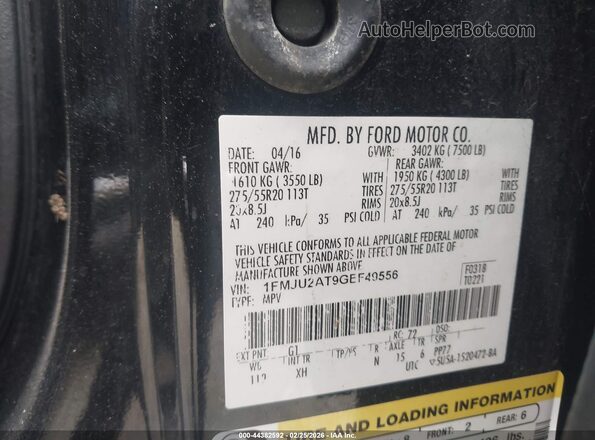 1FMJU2AT9GEF49556 2016 FORD EXPEDITION Черный Вид подкапотного пространства