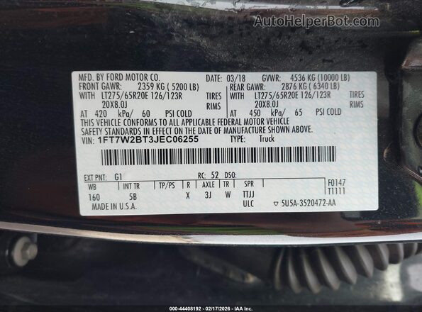 1FT7W2BT3JEC06255 2018 FORD F-250 Black Widok komory silnika